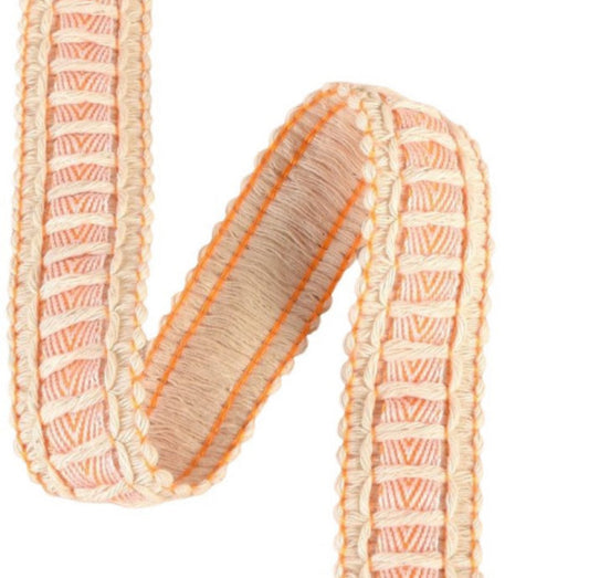 Galon bicolore orange et écru 23 mm