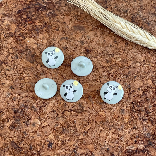 Bouton panda 15mm vert eau