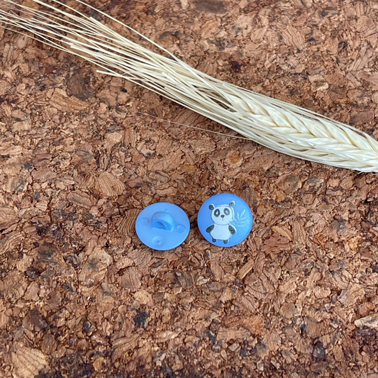 Bouton panda 12mm bleu