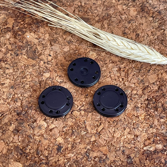 Bouton pression plat à coudre invisible noir 20mm