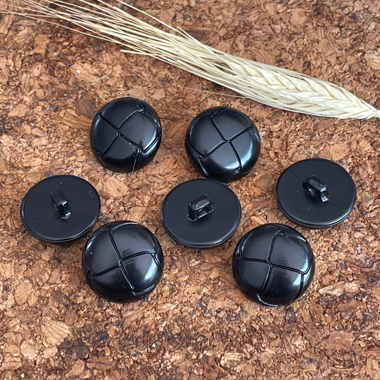 Bouton noir imitation cuir - 22 mm