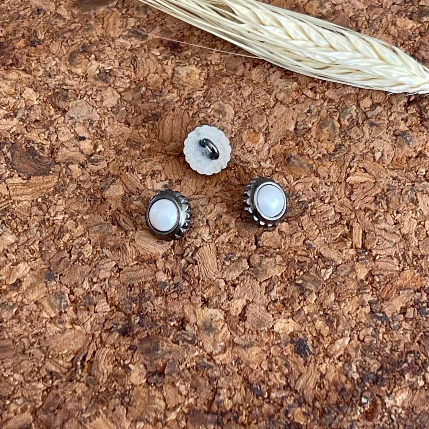 Bouton métal bronze avec perle 15 mm