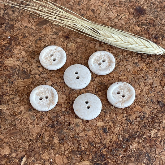 Bouton crème fleurs 2 trous 18mm