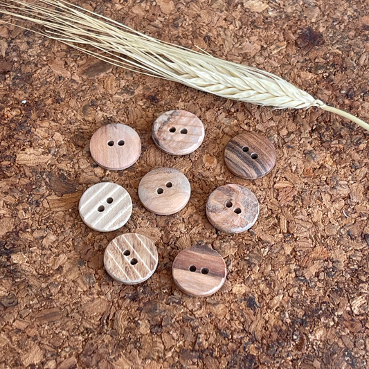 Bouton rond en bois effet escalier 2 trous 15mm