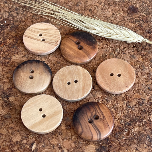 Bouton rond en bois 2 trous 28mm