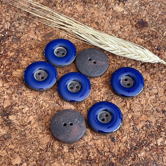 Bouton rond bleu roi  22mm 2 trous