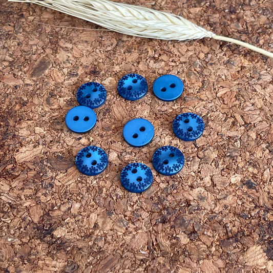Bouton bleu marine nacré 2 trous 11mm