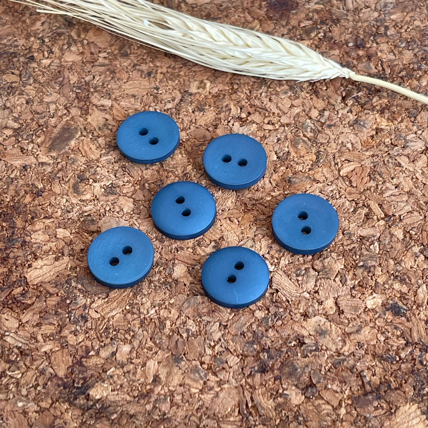 Bouton rond bleu turquoise 15mm 2 trous