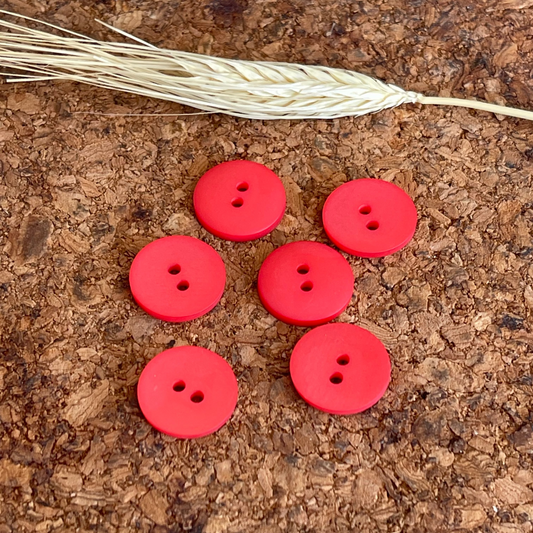 Bouton rond rouge 18mm 2 trous