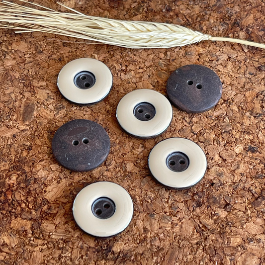 Bouton rond blanc écru 22mm 2 trous