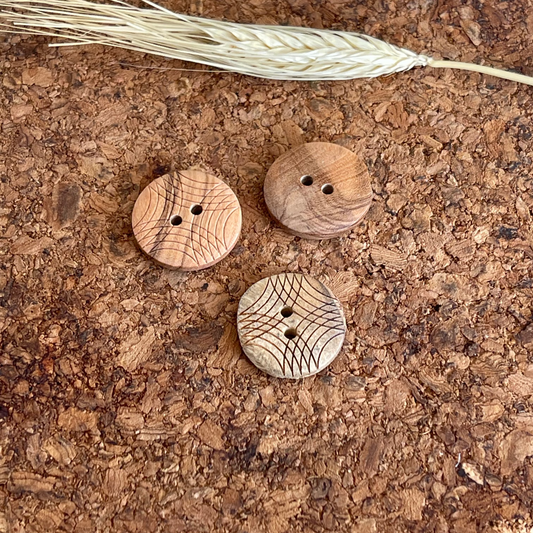 Bouton rond en bois graphique 2 trous 23mm