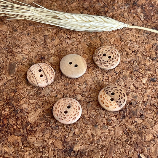 Bouton rond en bois 2 trous 18mm