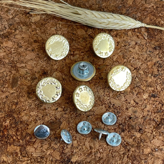 Bouton célibataire jeans métal or 17mm