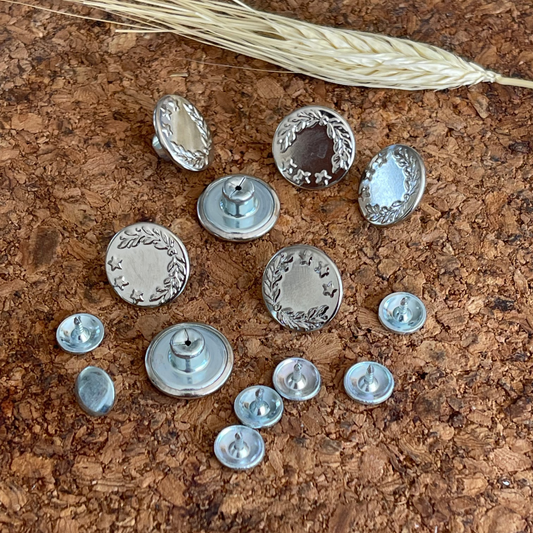 Bouton célibataire jeans métal argenté 17mm