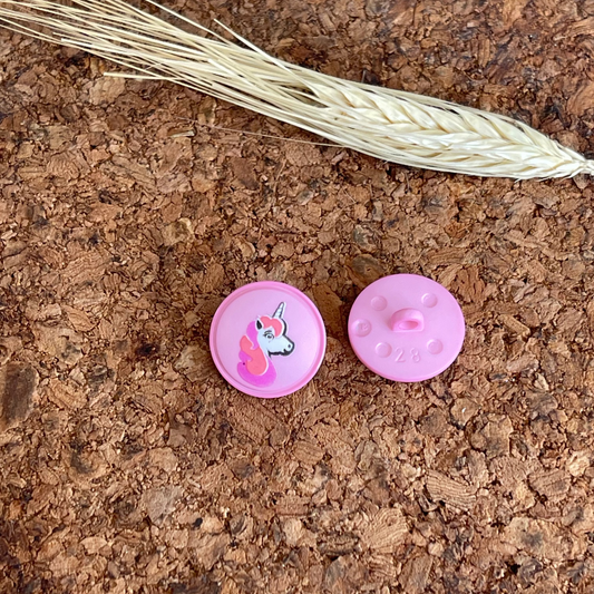 Boutons licorne rose 18mm