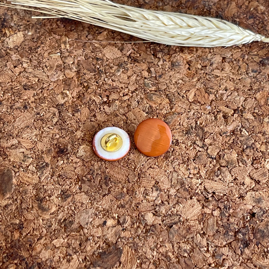 Bouton terracotta nacré boucle 12mm