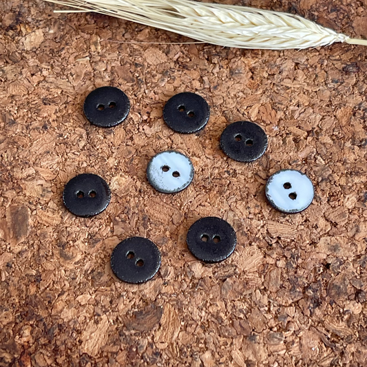 Bouton paillettes noir 2 trous 13mm