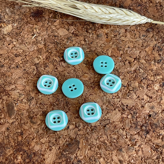 Bouton rond vert eau 12mm 4 trous