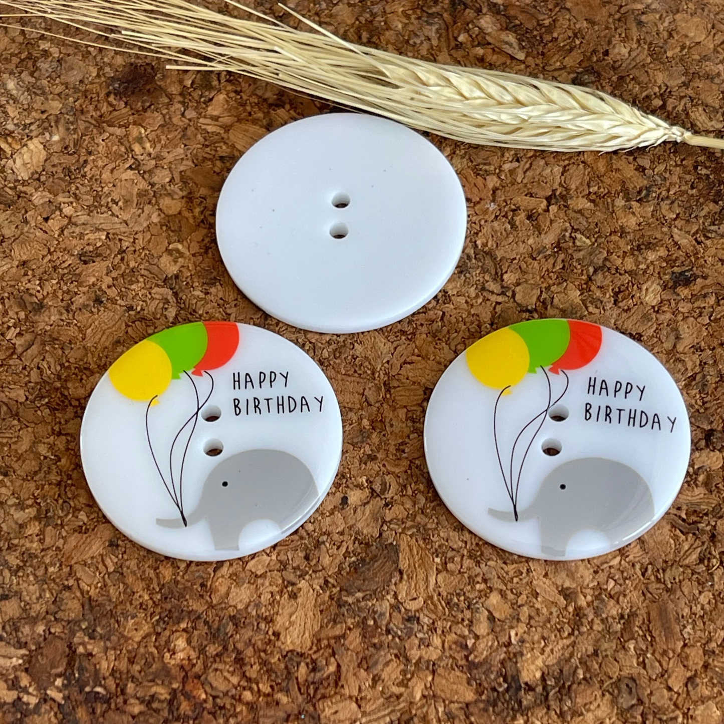 Bouton élephant « Happy Birthday ! » - 38mm