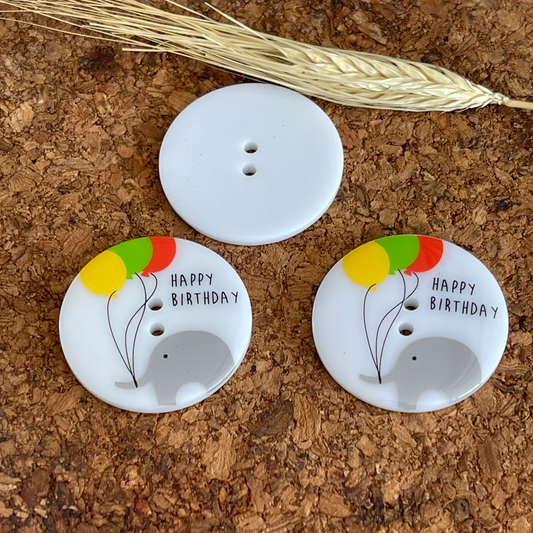 Bouton élephant « Happy Birthday ! » - 38mm