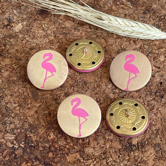 Bouton métal flament rose - 25 mm