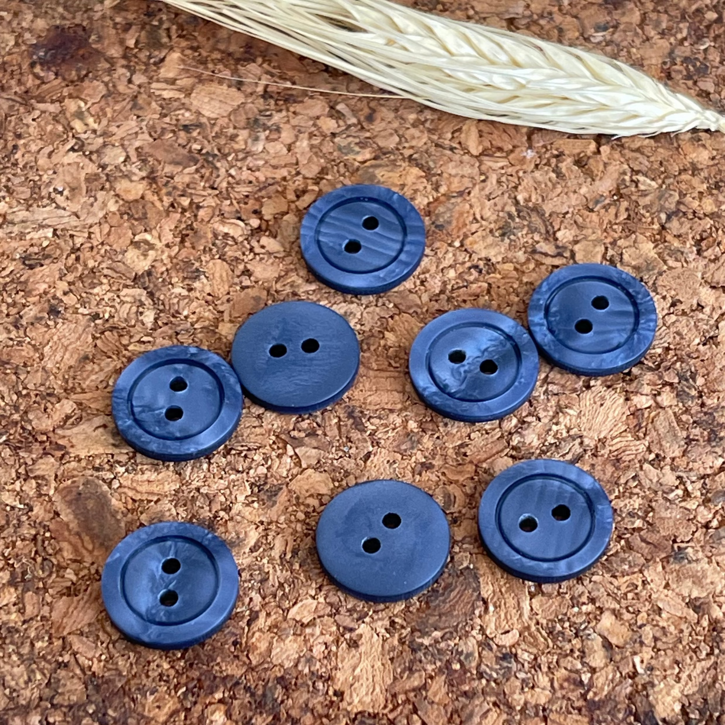 Bouton ardoise marbré rond - 15 mm - 2 trous