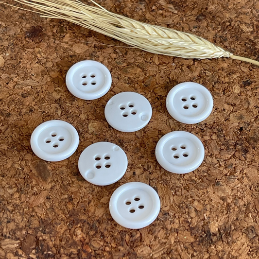 Bouton blanc pvc - 18mm - 4 trous