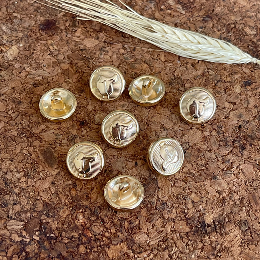 Bouton rond or metal selle hippique  - 15 mm