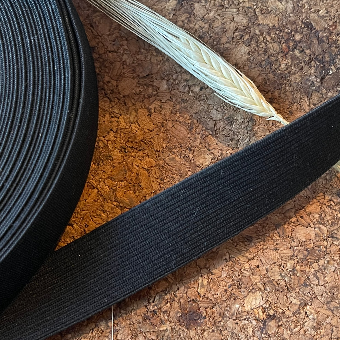 Elastique côtelé noir - 20mm