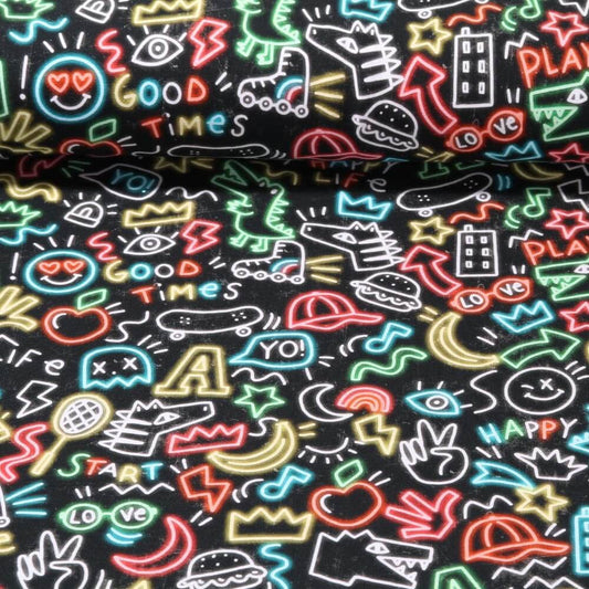 Jersey de coton « NEON » fond noir