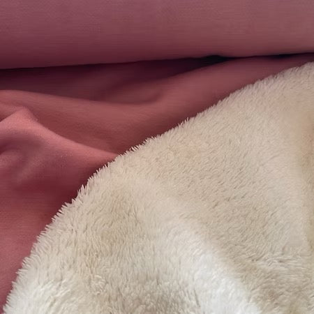Jersey sweat rose fourrure blanc