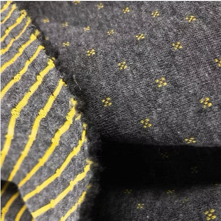 Jersey matelassé gris rayures jaunes réversible