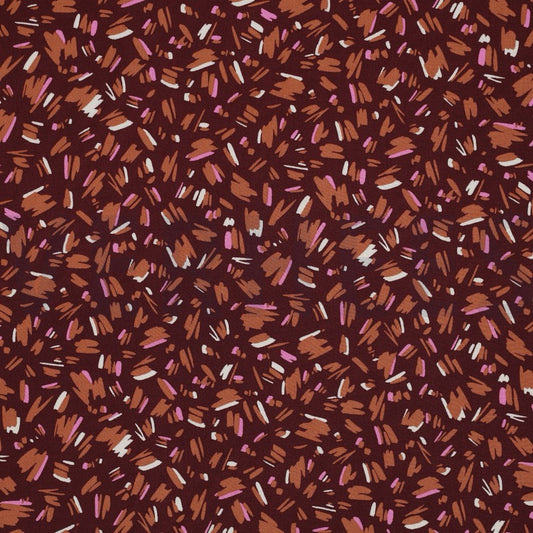 Viscose - Radiance Fleurs et rayures rouge vin