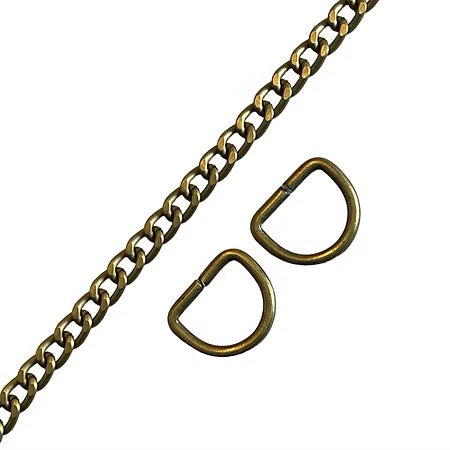 Chaînette avec deux demi anneaux bronze ( lot unique )