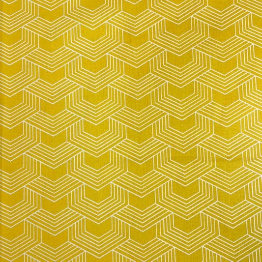 Coton enduit géométrique citron