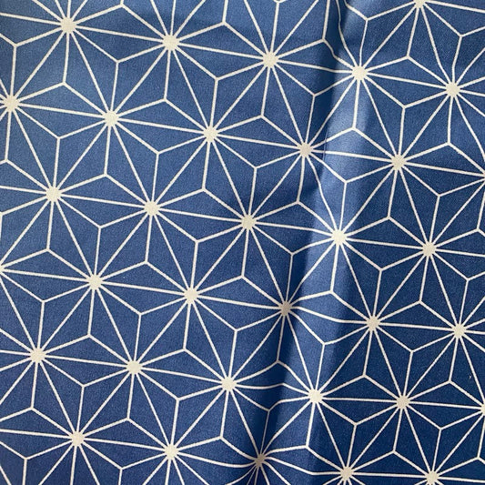 Coton enduit géométrique bleu