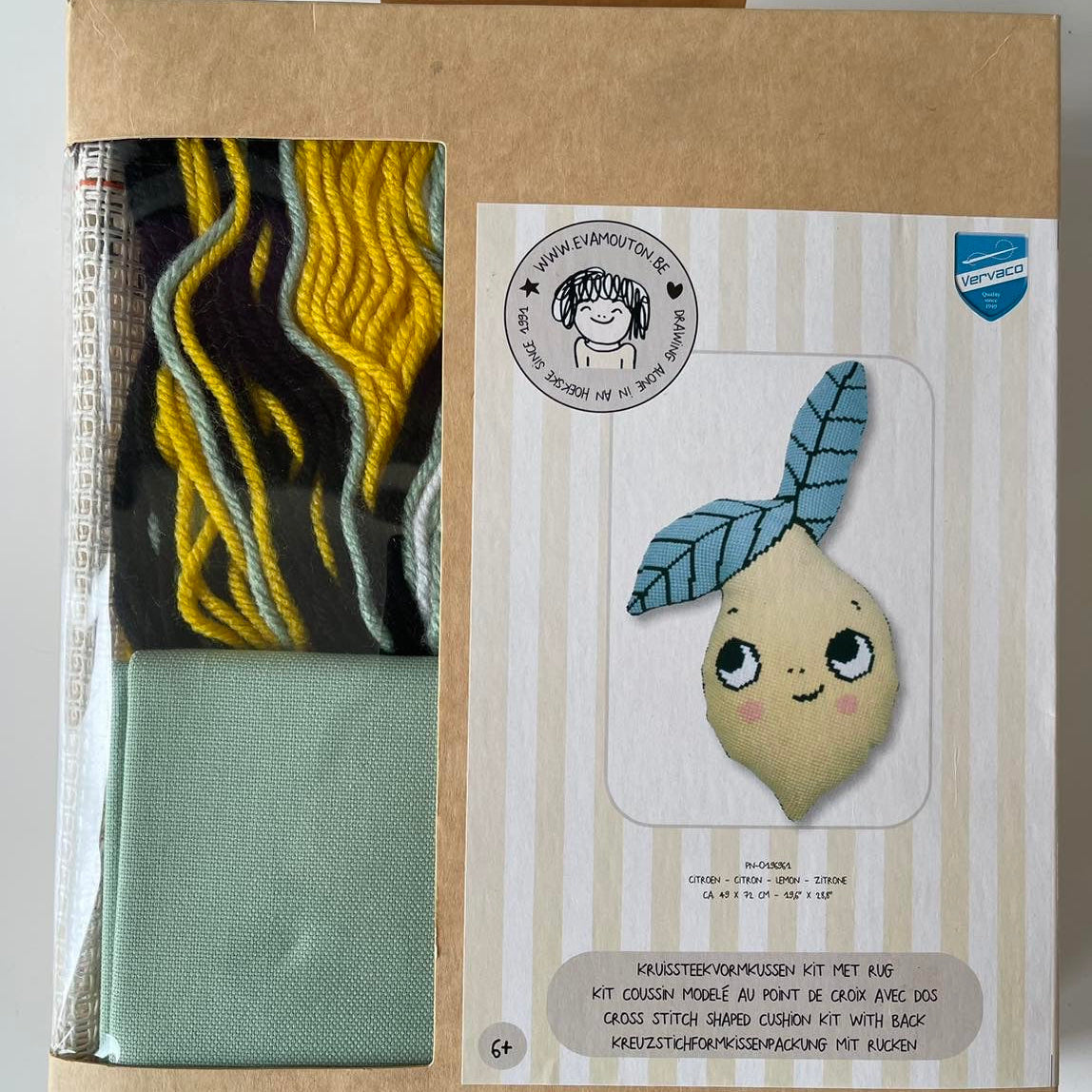 Kit de point de croix - coussin citron d'Eva Mouton