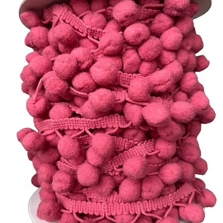 Galon à pompons framboise