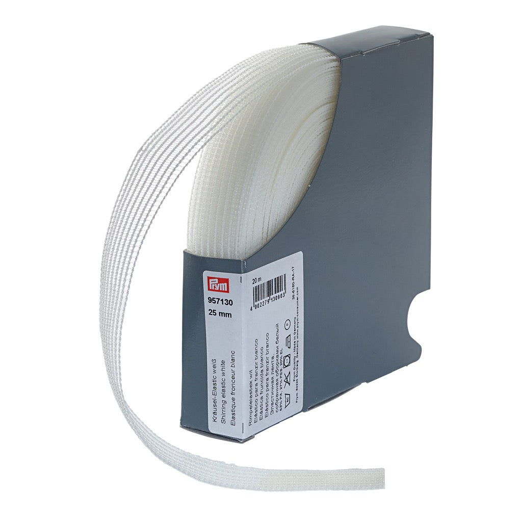 Elastique fronçeur blanc - 25mm - Prym